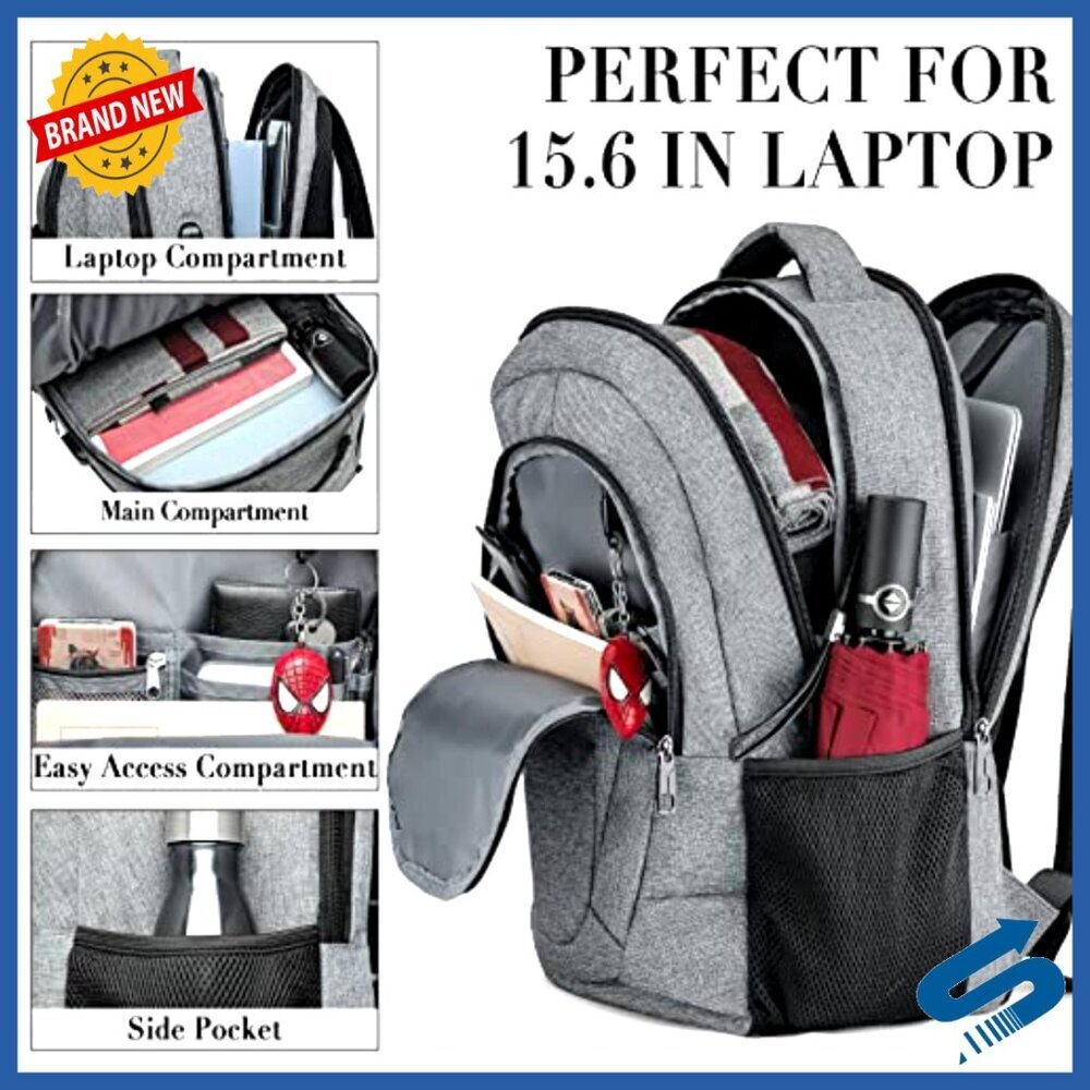 Travel Laptop Backpack Anti Theft Slim Durable USB Charging Port Computer Bag - Picture 2 of 7